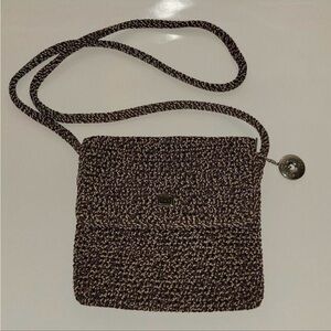 The Sak Brown and Cream Woven Crossbody Bag